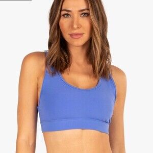 NWOT Koral Womens Amparo Blue Evolve Blackout Sports Bra sz S Racerback Key Hole